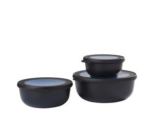 Set portapranzo mepal cirqula 3 pezzi rotondi 350 / 750 / 1250 ml nero nordico