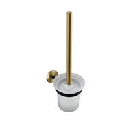 Set portasciugamani da Bagno, Montaggio a Parete, Porta Carta igienica in Oro Spazzolato, Gancio Nero Opaco, Porta scopino zigrinato, Organizer per mensola (Porta scopino)