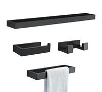 Set portasciugamani nero opaco, set di accessori per il bagno da 4 pezzi tra cui barra per asciugamani, anello per asciugamani, gancio per asciugamani, porta carta igienica, set di portasciugamani da