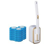Set portascopino e supporto per WC usa e getta, scopino per WC in plastica montato a parete con 18 testine di ricambio usa getta per il bagno