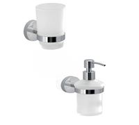 Set portaspazzolini e dosasapone da muro Gedy linea Eros cromato