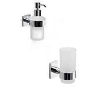 Set portaspazzolini e dosasapone da muro Gedy linea Fuji cromato