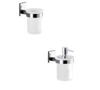 Set portaspazzolini e dosasapone da muro Gedy linea Maine cromato