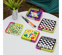 Set portatile 5-in-1 di giochi da tavolo con scacchiera, include Serpenti e Scale, Ludo, Scacchi, Dama, Backgammon, adatto per tavolo, riunioni familiari, feste, uso interno/esterno, campeggio, laurea