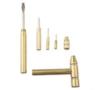 Set portatile 6 in 1 con martello e cacciavite in ottone per riparazioni di precisione su piccoli oggetti
