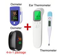 Set portatile di pulsossimetro da dito e termometro infrarossi senza contatto, termometro digitale per una misurazione rapida della temperatura (bundle) ABS