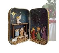 Set portatile per presepe, ornamenti religiosi 3D, statuine per presepe, decorazione per statuette religiose natalizie, scrivania, casa, camera da letto e