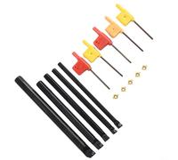 Set portautensili per tornitura CNC industriale: S06K/S07K/S08K/S10K-SCLCR06 + S12M-SCLCR06, 5 inserti CCMT0602, chiave T7, mano destra