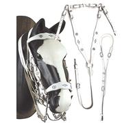 Set portoghese con testiera, doppie redini, pettorale e sottocoda in cuoio Jm