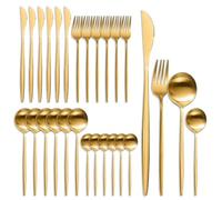 Set Posate 24 Pezzi per 6 Persone in Acciaio Inox - Servizio di Posate Finitura a Specchio di Lusso - Include Coltelli, Forchette, Cucchiai e Cucchiaini - Lavabile in Lavastoviglie