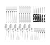 Set Posate Acciaio Inox 36 Pezzi per 6 Persone - Servizio Posate Completo con Coltelli da Carne, Forchette, Cucchiai e Cucchiaini- Design Moderno, Alta Resistenza, Lavabile in Lavastoviglie