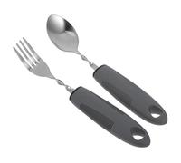 Set Posate Adattive Antiscivolo 2 Pezzi in Acciaio Inox | Manici Rialzati, Struttura Autoadattiva, per Pasti Quotidiani e Strutture Assistenziali, Facile Pulizia