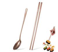 Set Posate di Bacchette Cucchiaio in Acciaio Inox Bacchette Sushi Bacchette Posate Colorate Riutilizzabili per Festa Barbecue Viaggi
