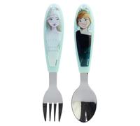 Set posate Frozen Disney in acciaio inossidabile atossico 2 pezzi cucchiaio e forchetta con manico ergonomico per bambini