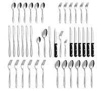 Set Posate, Gymdin Posate Acciaio Inox 6 Persone, Posate 36 Pezzi, Set di Posate di Alta Qualità con Coltello da Bistecca, Coltello, Forchetta, Cucchiaio, Elegante Acciaio Inossidabile.