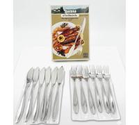 SET POSATE PESCE PINTI INOX TOSCANA 12 PZ 6 FORCHETTE +6 COLTELLI ACCIAIO 18/10