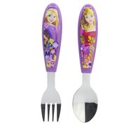 Set posate Principesse Disney in acciaio inossidabile atossico 2 pezzi cucchiaio e forchetta con manico ergonomico per bambini