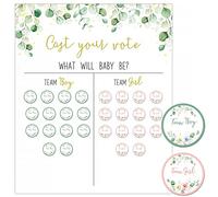 Set Poster Gender Reveal Party+60pz Adesivi Etichette Boy or Girl Baby Shower Idee Giochi Gender Reveal Rivelazione Genere Decorazione Festa Baby Shower Gender Reveal