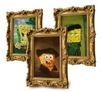 Set poster SpongeBob 3x A4 Van Gogh stile Rembrandt stampa artistica decorazi...