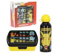 Set pranzo 2 pezzi Pokémon Pikachu borraccia in alluminio e portamerenda bottiglia con ciuccio e contenitore portapranzo per bambini