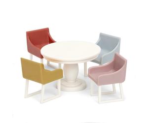 Set Pranzo Lundby Basic: Tavolo e 4 Sedie per Casa Bambole 1:18