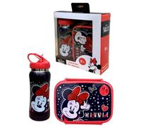 Set pranzo per bambine Minnie Disney 2 pezzi borraccia in alluminio e portamerenda bottiglia con beccuccio ripiegabile e contenitore portapranzo