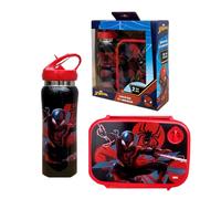 Set pranzo per bambini Spiderman Marvel 2 pezzi borraccia in alluminio e portamerenda bottiglia con beccuccio ripiegabile e contenitore portapranzo