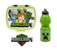 Set Pranzo Scuola 2 Pezzi Portamerenda e Borraccia in Plastica Bambini Bambino Merenda Launch Box - BPA Free (per Minecraft)