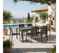 Set Pranzo Tavolo Allungabile cm.140-210 + 6 Poltrone Alluminio Antracite