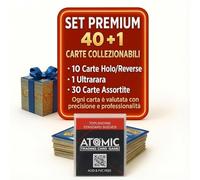 Set Premium 40+1 Carte Pok Originali Italiane - Include almeno 10 carte luccicanti (Rare/Olo/Reverse) e 1 carta EX/V Ultrarara - In Omaggio 100 Bustine Protettive ATOMIC
