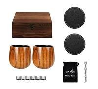 Set Premium che include bicchieri in legno e pietre rinfrescanti, ideale per feste e occasioni speciali Set bicchieri irlandesi artigianali in legno con pietre refrigeranti per un raffreddamento e