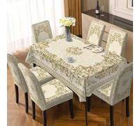 Set premium di 5/7 pezzi con tovaglia e coprisedia alla moda e semplice, set composto da 1 tovaglia da tavolo e 4 coprisedia o 1 tovaglia e 6 coprisedia per tavoli da pranzo domestici, facile da curar