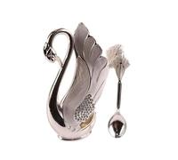 Set premium forchetta da frutta e forchetta da dolce for la casa - Versatile cucchiaio da caffè e cucchiaio da insalata inclusi(SpotdrillSwanSilverSpoon)