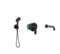 Set prese d'acqua con supporto doccetta Hansgrohe Fixfit 26888670, rubinetto per vasca e doccia Hansgrohe Vernis Blend 71466670, 71420670, 01800180, 28272670, 26340670