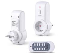 Set Prese Wireless, 2 Pezzi 250V 16A Presa con 1 Telecomando, Portata 30 m | Presa con Telecomando | Raggio d'Azione di 30m | Protezione Contro i Contatti Accidentali | per Elettrodomestici (max 3680 W)