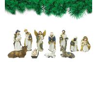 Set Presepe 11 Pezzi, Natività Gesù Resina Natale, Decorazioni Sculture Addobbi Presepio per Casa Famiglie Cristiane Chiesa Tavola Natale Festività