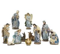 Set Presepe 11 Soggetti con Vestiti Azzurri 15.2 cm in Resina