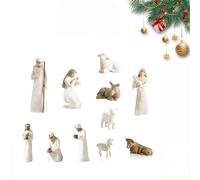 Set presepe Born Scene Willow-Tree Figurine, 10 pezzi, Presepe Resina, Nascita Belen Natale, Presepe con statuette, Presepe di Natale, Presepe in resina, Sacra Famiglia, Decorazione