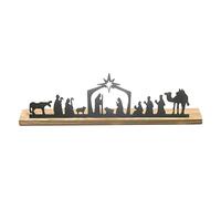 Set presepe con base in legno, in metallo nero, set per presepe di Natale, piccolo popolo cammello salice set presepe per mensola, tavolo da parete