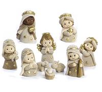 Set Presepe Natività Bambini completo in resina, 10 personaggi cm. 9,3