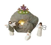 Set presepe pasquale - Set scena resurrezione pasquale in resina, centrotavola religioso in resina, decorazioni pasquali di Gesù, presepe ṕasquale per mensola ufficio primaverile, chiesa domestica cri