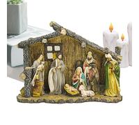 Set presepe per interni, set da 14,96 pollici, grande set di presepe in resina - Presepe colorate per set di presepi, decorazione per la casa, per scrivania, tavolo, finestra