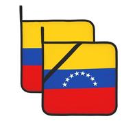 Set presine resistenti al calore, motivo bandiera del Venezuela, presine con stampa completa, guanti da forno, barbecue e cottura, design quadrato per cucina