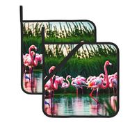 Set presine resistenti al calore, presine per cuocere, grigliare e cucinare, design colorato e favoloso con fenicotteri