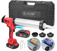 Set pressa per cartucce a batteria, fino a 7,840 N, siringa in silicone per cartucce da 310 ml, cilindro in gomma morbida, max 600 ml, regolabile in 6 livelli, con 2 batterie agli ioni di litio,