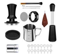 Set Pressino da caffè da 51 mm, Set di Accessori per Barista da 28 Pezzi | Set per Barista con Pressino con Meccanismo a Molla, Brocca per Montare il Latte, Filtro per Cialde, Pennarello per Latte Art
