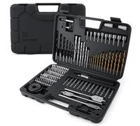 Set Professionale 111 pz Punte e Inserti in Valigetta per Legno, Metallo e Muratura, con Frese Piatte, Seghe a Tazza e Accessori, Compatibile con Trapani Bosch e Altri