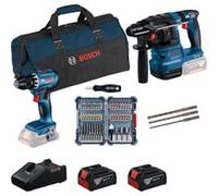 Set di utensili BOSCH GSR 18V-45 + GBH 18V-22 +2× GBA 18V 4,0 Ah + GAL 18V-40 + set di punte e punte SDS-plus) 0615V0003D