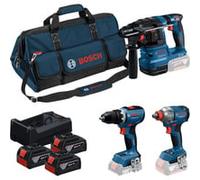 Set di utensili a batteria BOSCH (GSR 18V-65 + GDX 18V-285 + GBH 18V-22, 3x GBA 18V 5.0Ah, GAL 12V-18V-80) 0615A50093