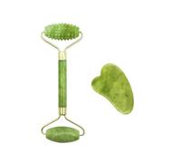Set professionale con rullo di giada e gua sha, per ridurre il gonfiore degli occhi, antirughe, anti-invecchiamento, strumenti per massaggio facciale, con pietra naturale